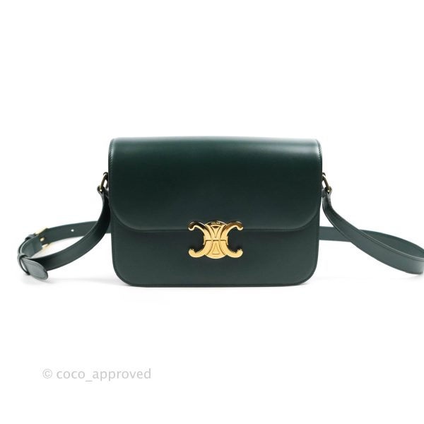 Celine Medium Triomphe Shiny Calfskin Amazone Green Supply