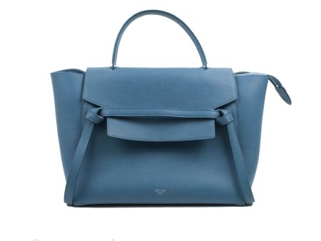 Celine Mini Belt Bag Blue Grained Calfskin Silver Hardware Hot on Sale