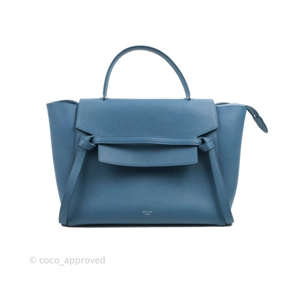 Celine Mini Belt Bag Blue Grained Calfskin Silver Hardware Hot on Sale