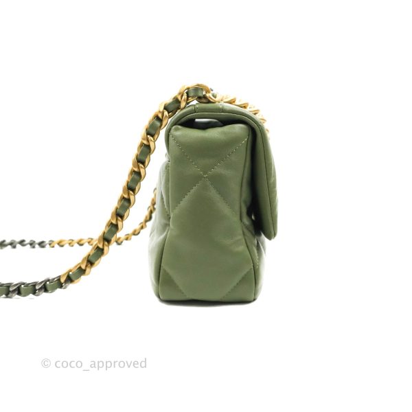 Chanel 19 Small Olive Green Mixed Hardware on Sale