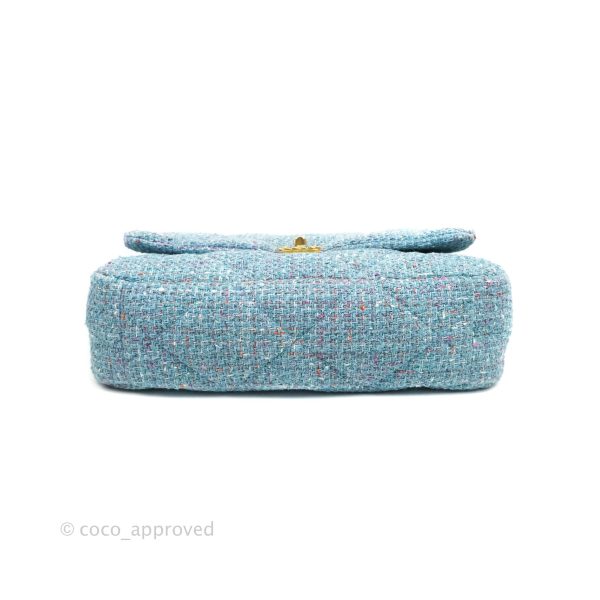 Chanel 19 Maxi Flap Bag Blue Tweed Mixed Hardware Online now