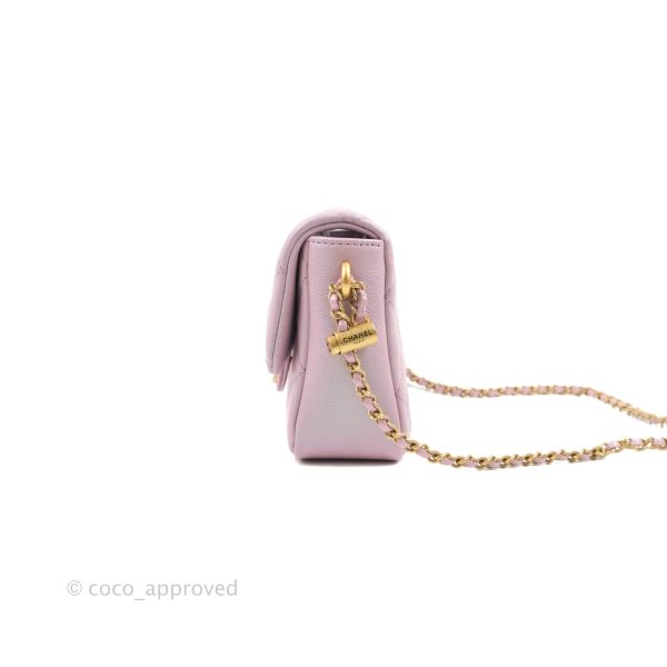 Chanel Quilted My Perfect Mini Iridescent Pink Caviar Aged Gold Hardware 21K on Sale