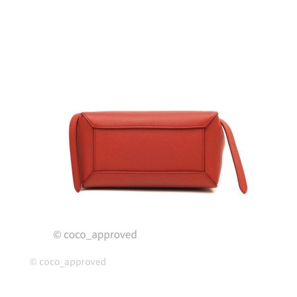 Celine Grained Calfskin Nano Belt Bag Red Gold Hardware Fashion