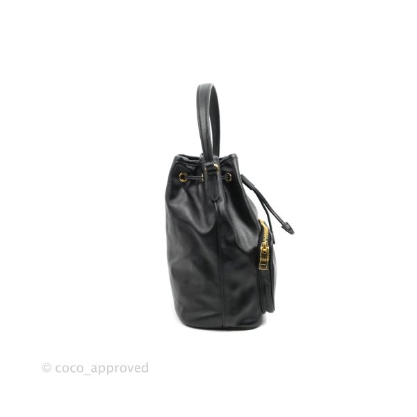 Prada Duet Bucket Bag Black Leather Sale