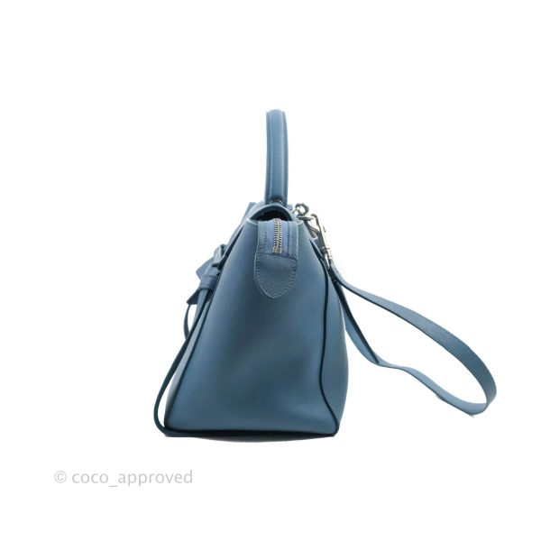 Celine Mini Belt Bag Blue Grained Calfskin Silver Hardware Hot on Sale