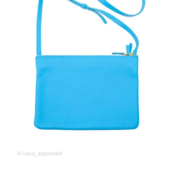 Celine Large Trio Crossbody Bag Sky Blue Lambskin Gold Hardware on Sale