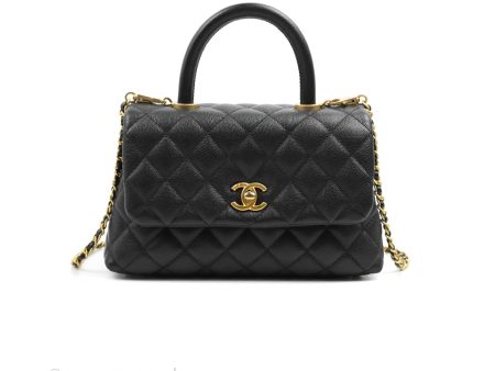 Chanel Small Coco Handle Black Caviar Aged Gold Hardware For Discount