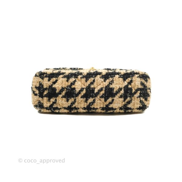 Chanel 19 Medium Tweed Houndstooth Black Beige Mixed Hardware Hot on Sale