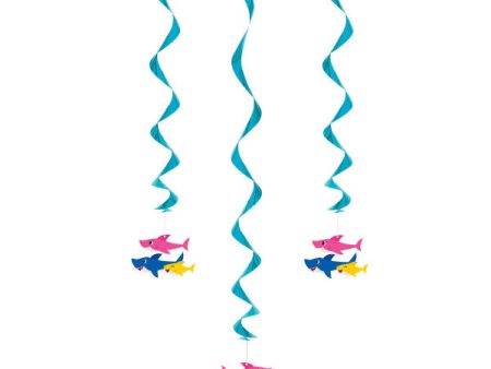 Baby Shark Hanging Swirl Decorations, 26 , 3ct For Sale