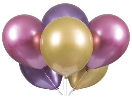 Pink, Purple & Gold Platinum 11  Latex Balloons, 6ct - Assorted For Sale