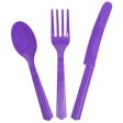 Neon Purple Solid Assorted Plastic Cutlery, 18ct Cheap