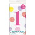 Pink Dots 1st Birthday Rectangular Plastic Table Cover, 54 x84  on Sale