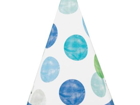 Blue Dots 1st Birthday Mini Party Hats, 8ct For Cheap