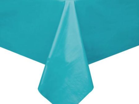 Caribbean Teal Solid Rectangular Plastic Table Cover, 54 x108 , Short Package Online Sale