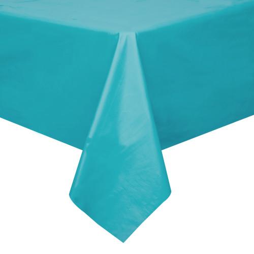 Caribbean Teal Solid Rectangular Plastic Table Cover, 54 x108 , Short Package Online Sale