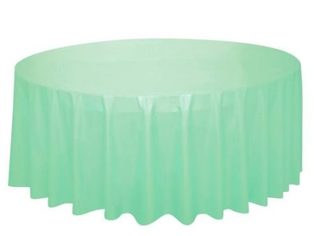 Mint Solid Round Plastic Table Cover, 84  Online Sale