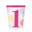 Pink Dots 1st Birthday 9oz Paper Cups, 8ct For Sale