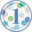 Blue Dots 1st Birthday Round 9  Dinner Plates, 8ct Online now