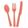 Coral Solid Assorted Plastic Cutlery, 18ct For Cheap