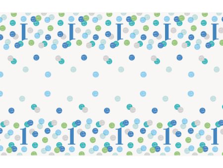 Blue Dots 1st Birthday Rectangular Plastic Table Cover, 54 x84  Hot on Sale