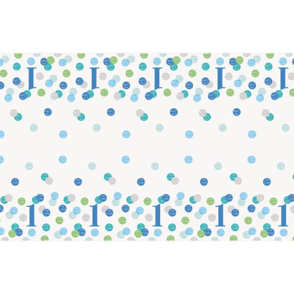 Blue Dots 1st Birthday Rectangular Plastic Table Cover, 54 x84  Hot on Sale