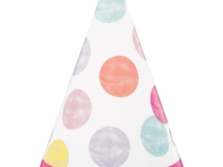 Pink Dots 1st Birthday Mini Party Hats, 8ct Online now