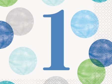 Blue Dots 1st Birthday Luncheon Napkins, 16ct Online Sale