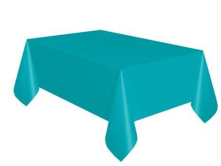 Caribbean Teal Solid Rectangular Plastic Table Cover, 54 x108  Online now