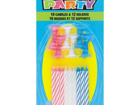 Birthday Candles in Holders - Assorted Colors, 18ct, 12 Holders Fashion