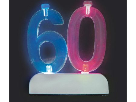 Number 60 Flashing Holder with Birthday Candles Online Hot Sale