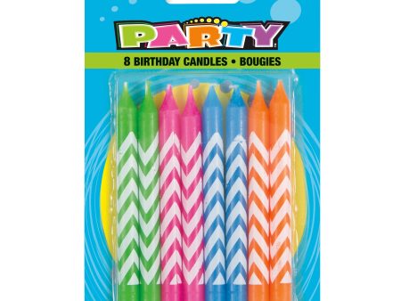 Chevron Birthday Candles - Assorted Colors, 8ct Online now